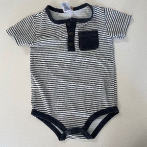 Grey stripped baby onesie